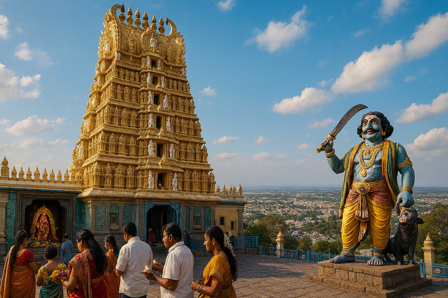 Chamundeshwari Temple – Slaying of Mahishasura