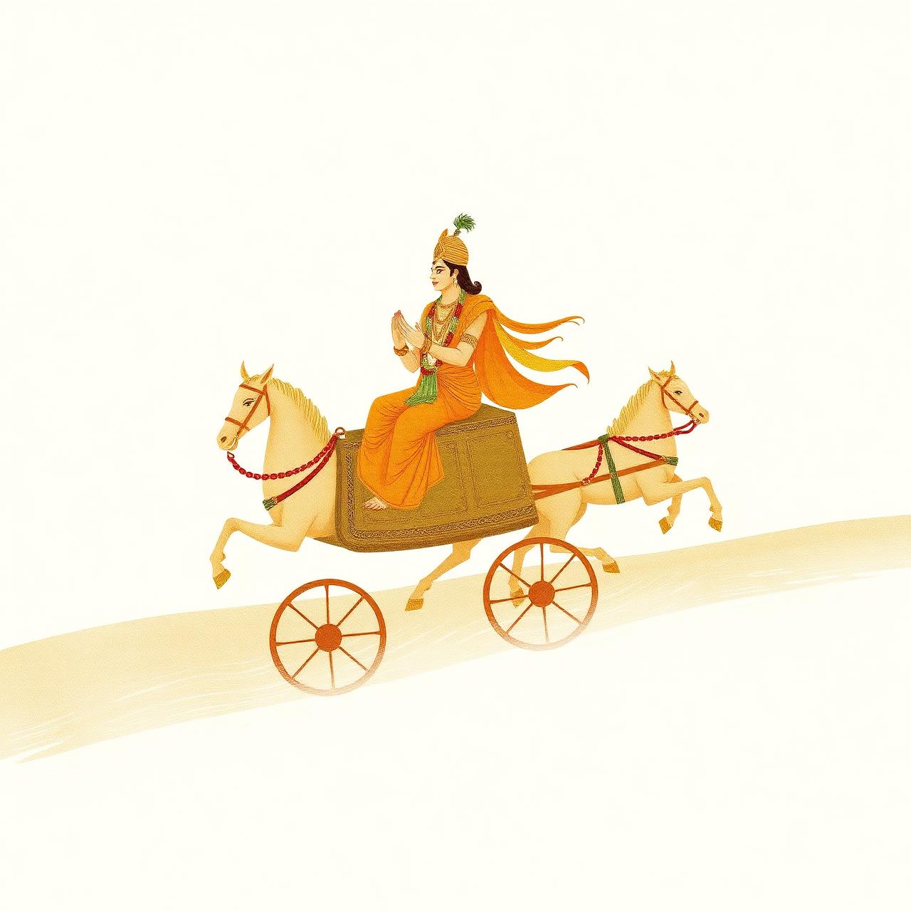 Lord Krishna and Arjuna on the chariot